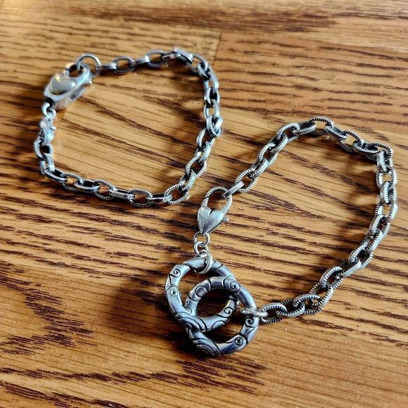 BRIGHTON 3 in 1 Silver Circle Choker Necklace/Bracelets VINTAGE INSPIRED! - Picture 7 of 13